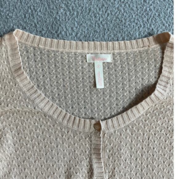 Hollister Sweater Large Crop Scoop Neck Pullover Pink Cream Y2K Coquette Ballet - Picture 2 of 16